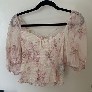 H&M Light Pink Floral Blouse